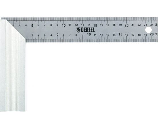 Угольник Denzel нержавеющая сталь, градуировка, алюминиевое основание, 250 мм 32396 
