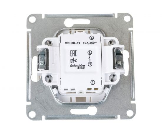 1-клавишный механизм выключателя Schneider Electric скрытой проводки Glossa 10А IP20 1 10AX перламутр GSL000611 – изображение 3