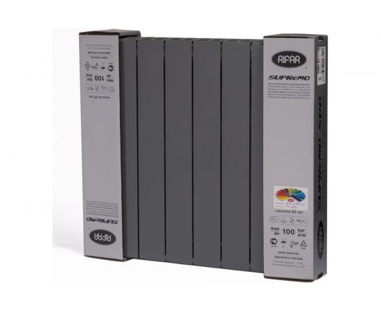 Биметаллический радиатор RIFAR 55 SUPReMO 500-8, Ду 3/4, титан R S50083/47012 – изображение 3