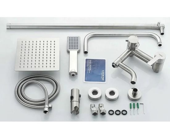 Душевая система LEDEME картридж 35 мм, с тропическим душем, нержавеющий корпус и комплектующие L72401 65822 – изображение 5