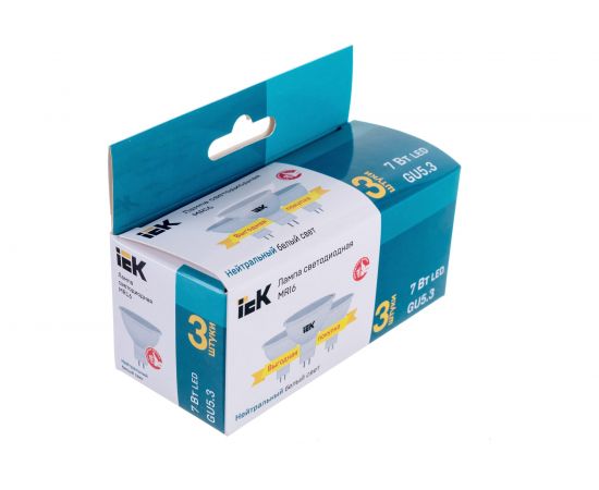 Лампа IEK LED MR16 софит 7Вт 230В 4000К GU5.3 3шт/упак LLE-MR16-07-230-40-GU5-3 – изображение 5
