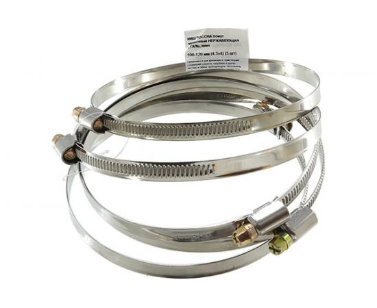 Червячный хомут РОССНА 100х120 мм 4 3/4"" нержавеющая сталь, винт, 5 шт. Р860724 DIY 