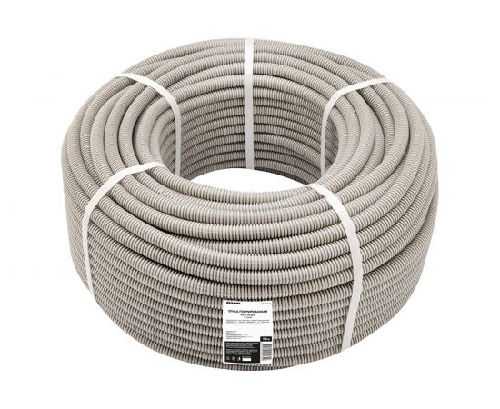 Гофрированная труба из ПВХ REXANT с зондом d 20 мм серая 100 м 28-0020-2 