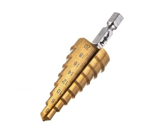 Сверло по металлу ступенчатое 6-20 мм для отверстий 6,8,10,12,14,16,18,20 мм РемоКолор 35-5-020 