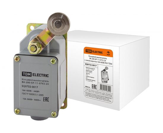 Контактный выключатель TDM ВК-200-БР-11-67У2-2X, с самовозвратом, 16А, 660В, IP67 SQ0732-0017 