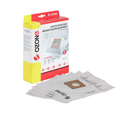 Мешки-пылесборники оригинальные синтетические OZONE (5 шт.) AKIRA, ATLANTA, BIMATEK, BORK M-26 