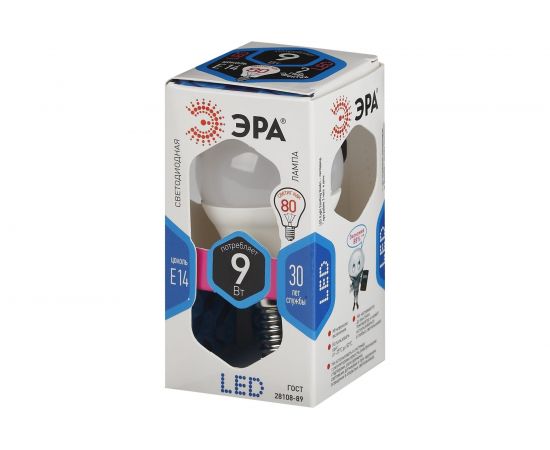 Светодиодная лампа ЭРА LED P45-9W-840-E14 диод, шар, нейтр Б0029042 – изображение 2
