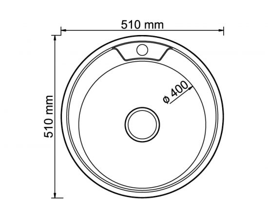 Мойка mixline круглая, 51х51х17 см, 0.6, выпуск 3 1/2, с сифоном 528184 – изображение 2