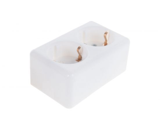 Розетка duwi о/п 2-местная с з/к серия Basis, белый 26403 3 – изображение 2