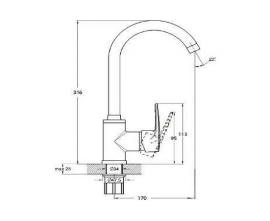 Смеситель для кухни G-lauf Solone с поворотным изливом, хром FAB4-A020 – изображение 2