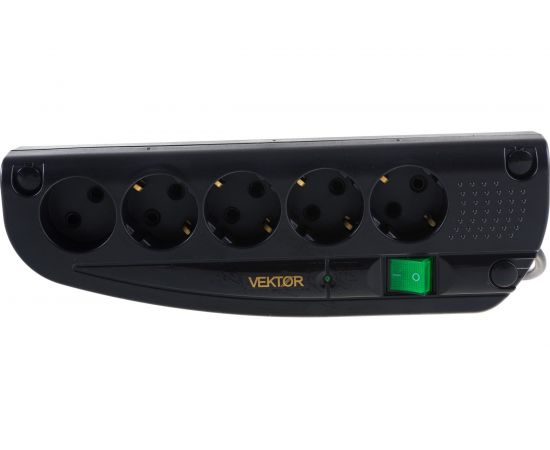 Сетевой фильтр Vektor COM черный 1.8-2м 15779 – изображение 3