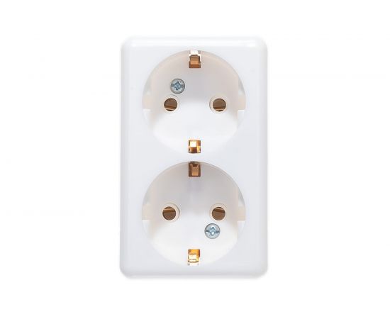 Розетка duwi о/п 2-местная с з/к серия Basis, белый 26403 3 – изображение 4