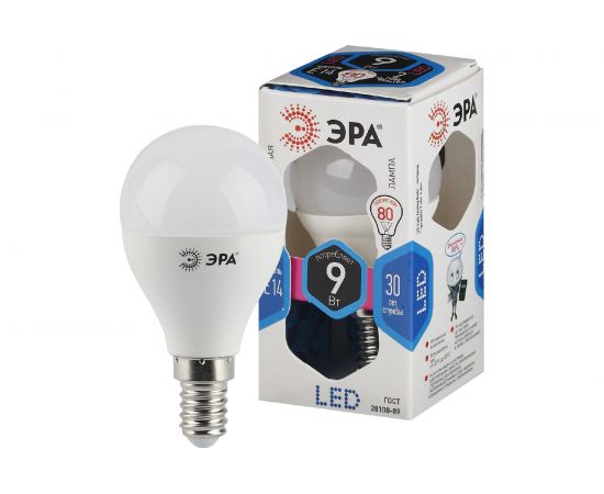 Светодиодная лампа ЭРА LED P45-9W-840-E14 диод, шар, нейтр Б0029042 – изображение 4