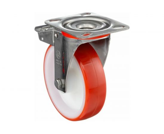 Колесо с нержавеющей вращающейся опорой, пластиной крепления и передним тормозом (125 мм; 220 кг; INOX) Tellure rota 606703 – изображение 5