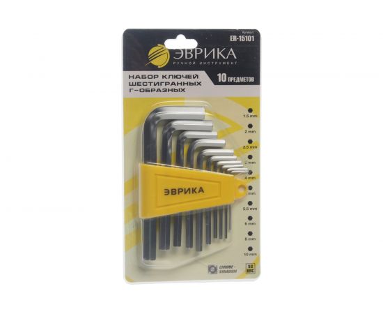 Набор шестигранных Г-образных ключей 1.5-10мм 10 предметов ЭВРИКА ER-15101 