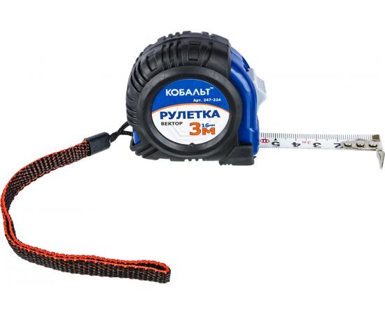 Рулетка (3 м x 16 мм, обрезиненный корпус) КОБАЛЬТ Вектор 247-224 