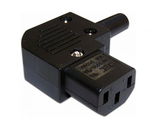 Кабельная розетка LANMASTER 10A, 250V угловая разборная, черная, LAN-IEC-320-C13/90 