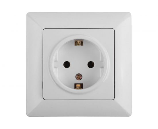 Розетка Intro Solo 4-202-01 с заземлением 2P+E Schuko, 16А-250В, IP20, СУ, белый, Б0053649 