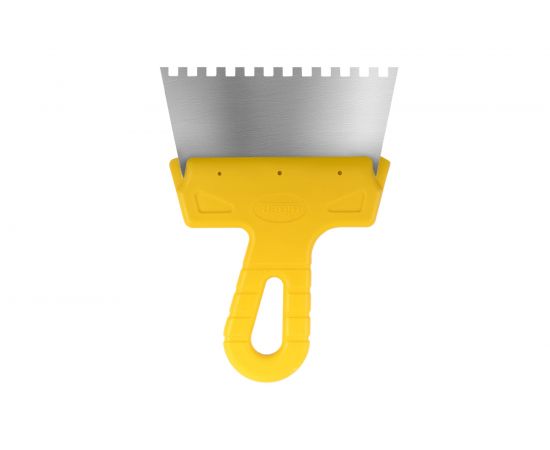 Фасадный зубчатый шпатель (150 мм, нержавеющая сталь, 6 мм, желтая ручка) Biber МАСТЕР 35181 тов-176008 