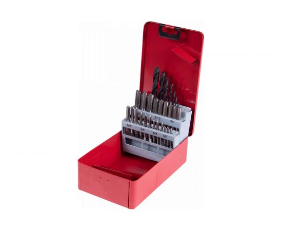 Набор метчиков и сверл KING TONY HSS-G М3-М12, 28 предметов 11328SQ 