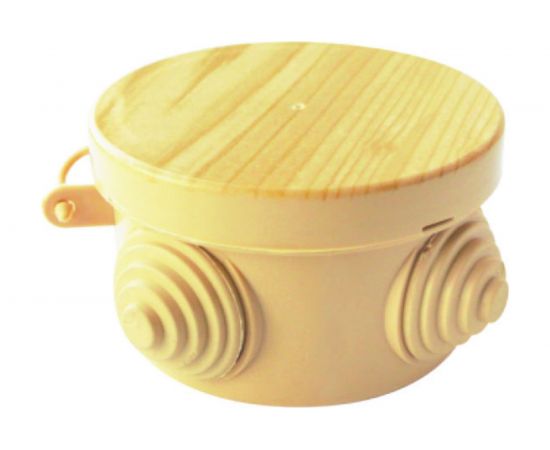 Распаячная коробка Урал ПАК для открытой проводки под светлое дерево 85*40 (круглая), 4 входа ( герм.), IP54, (32) КО-81001085-032 