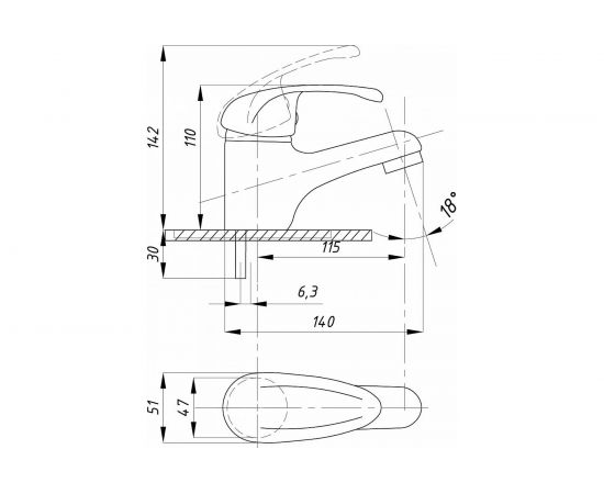 Смеситель для раковины TSARSBERG тип См-УмОЦБА TSB-841-1202 – изображение 2