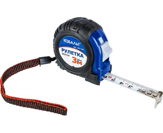 Рулетка (3 м x 16 мм, обрезиненный корпус) КОБАЛЬТ Вектор 247-224 – изображение 2