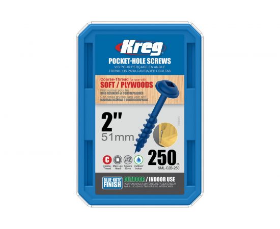 Шурупы Kreg с крупным шагом Blue Kote 2" 51 мм 250 шт. SML-C2B-250-INT – изображение 2