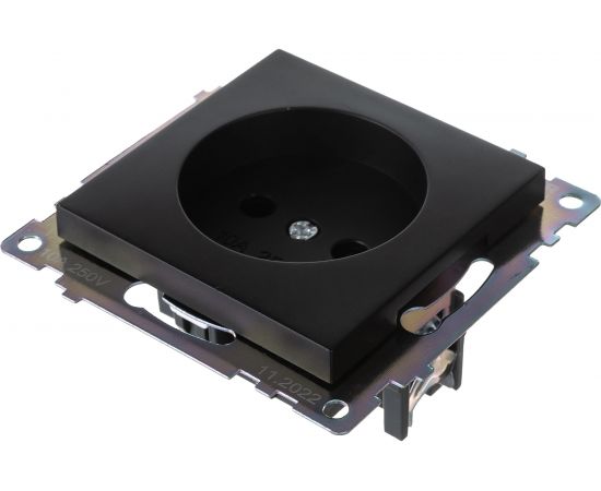 1-местная розетка STEKKER с защитной шторкой механизм без заземления, 10А, Катрин, GLS10-7109-05, черный 39609 – изображение 2