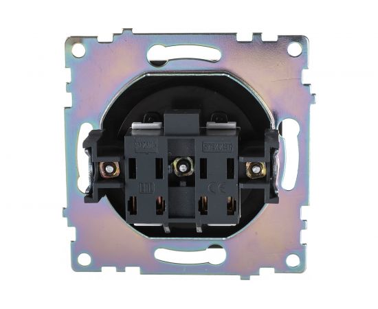 1-местная розетка STEKKER с защитной шторкой механизм без заземления, 10А, Катрин, GLS10-7109-05, черный 39609 – изображение 3