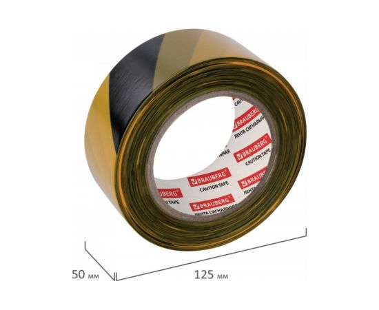 Сигнальная лента BRAUBERG Грандмастер, желто-черная, 50 мм х 200 м, основа полиэтилен 604891 – изображение 4