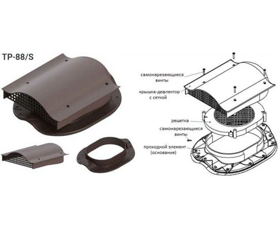 Кровельный аэратор Татполимер ТР-88/S коричневый 29291 – изображение 6