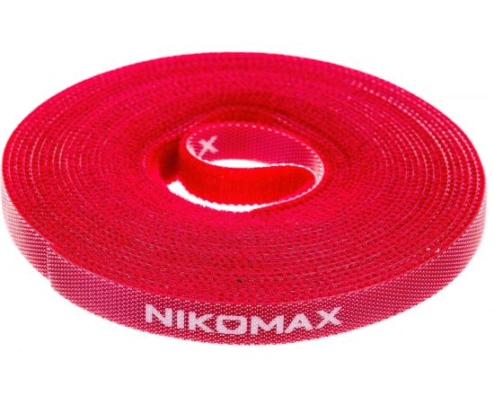 Стяжка-липучка NIKOMAX нарезаемая, в рулоне 5 м, ширина 9 мм, красная NMC-CTV05M-09-RL-RD 