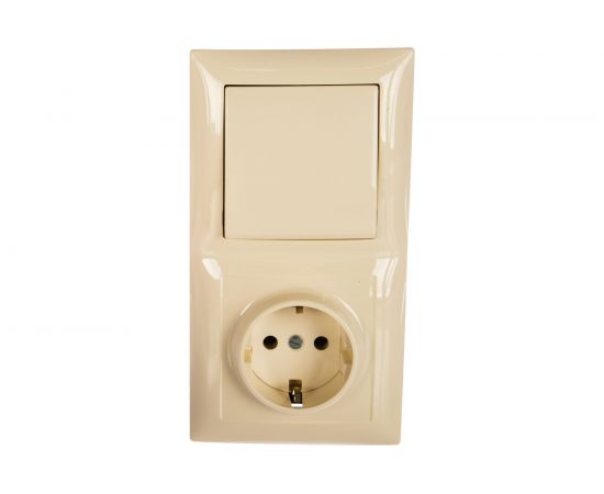 Комбинированный блок Кунцево-Электро СЕЛЕНА скрытой установки выключатель+розетка с з/к БКВР-411 с/к 8176 