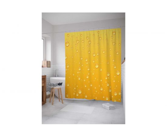 Штора (занавеска) для ванной JoyArty ""Крупные капли"" из сатена, 180х200 см с крючками, sc_21880 