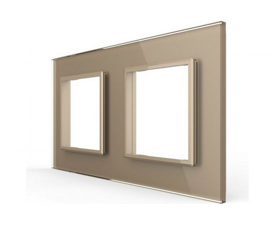 Рамка для розетки LIVOLO 2 поста, цвет золотой, стекло BB-C7-SR/SR-13 