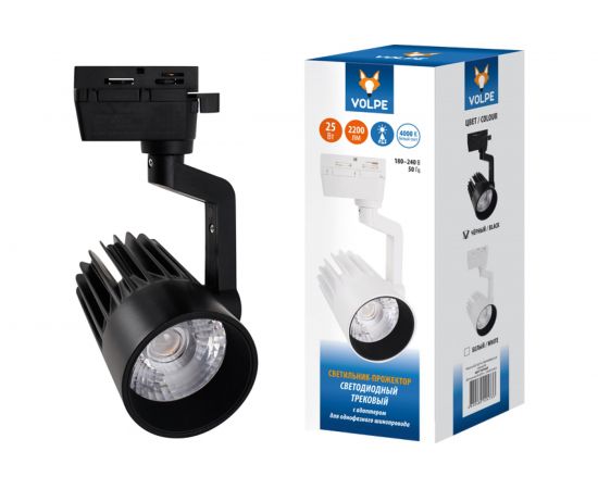 Трековый светодиодный светильник-прожектор Volpe ULB-Q274 25W/4000К BLACK UL-00005924 