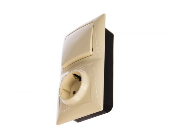 Комбинированный блок Кунцево-Электро СЕЛЕНА скрытой установки выключатель+розетка с з/к БКВР-411 с/к 8176 – изображение 2