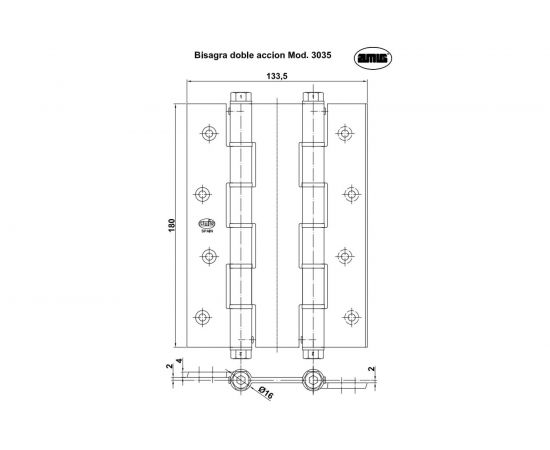 Петля Amig мод.3035-180х133,5х4 алюмин. серебряный 6592 – изображение 2