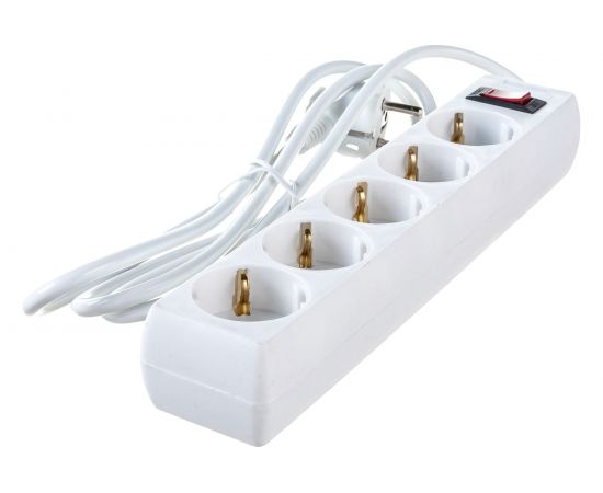 Удлинитель ExeGate EC-5-1.8W 5 евро с заземлением, 1.8м, выключатель с подсветкой, белый 279361 – изображение 2