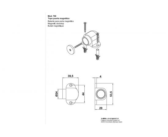 Дверной магнитный стопор Amig хром 7237 – изображение 2