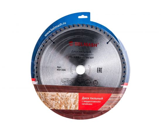 Диск пильный по дереву (315x3.2/2.2x32/30 мм; 60T) Белмаш RD130A – изображение 2