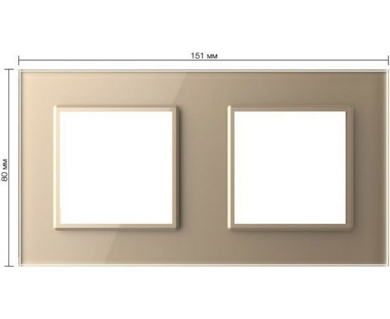 Рамка для розетки LIVOLO 2 поста, цвет золотой, стекло BB-C7-SR/SR-13 – изображение 2