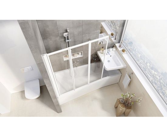 Перегородка (шторка, ширма) на борт ванны складная Ravak VS3-100 профиль белый, полистирол 795P010041 00000017955 – изображение 2