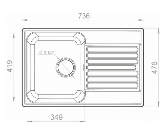 Мойка GRANFEST QUARZ GF-Z 78 чаша+крыло 740x480 черный 444920 – изображение 2