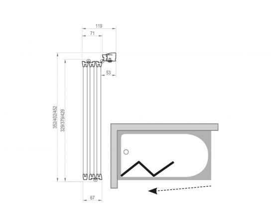 Перегородка (шторка, ширма) на борт ванны складная Ravak VS3-100 профиль белый, полистирол 795P010041 00000017955 – изображение 5