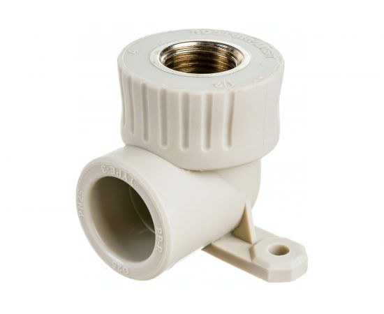 Угольник с креплением RTP PN25 комбинированный, внутренняя резьба D25х1/2 мм, серая 15918 