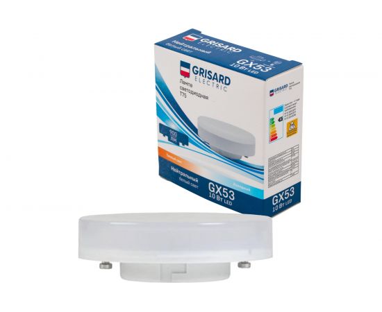 Светодиодная лампа Grisard Electric T75 таблетка GX53 10Вт 4000К 220В GRE-002-0077(1) 
