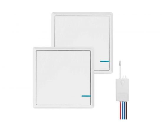 Проходной дистанционный выключатель GRITT Practic 1кл. белый комплект: 2 выключателя, 1 радиореле 100Вт 11201 