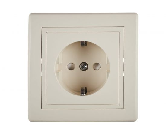 Розетка Aling-conel PRESTIGE 16A 250В с фарфоровой вставкой и защитой, бежевая 601.999 113026 